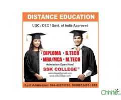 B.Tech M.Tech, Diploma, MBA,Distance Education-ssk college